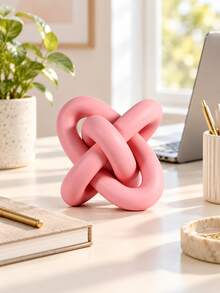 Modern Infinity Knot Decor, Pink Abstract Small Statue, Contemporary Sculptural Home Decoration For Shelf, Mantel, Coffee Table, Bedroom, Office & Housewarming Gift - Selected Items - View 6
