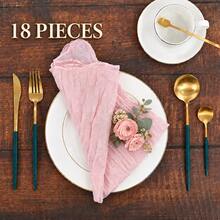 60pcs Light Pink Cheesecloth Napkins, Soft Crinkled Gauze Dinner Napkins, Bohemian Rustic Style Semi-Sheer Cheesecloth Table Napkins, Reusable And Washable Cloth Napkins, Suitable For Weddings, Receptions, Bridal Showers, Baby Showers, Birthday Parties, Holidays And Home Decor - View 12