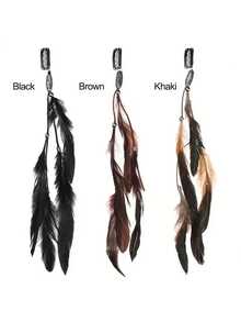 3Pcs Bohemian Style Artificial Feather Snap BB Clips, Suitable For Women's Halloween, Vacation, Daily Use - Multicolor - View 8