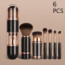 Set 6 Kuas Makeup Mini, Kuas Makeup Portabel untuk Perjalanan dengan Kotak Penyimpanan, Set Kuas Foundation, Eyeshadow, Concealer, dan Eyeliner, Alat Makeup Wajah Lengkap yang Ringkas, Perlengkapan Tas & Perjalanan, Wajib Dimiliki untuk Anak Perempuan, Hadiah Natal untuknya - A - View 14