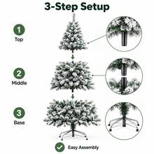 Floor Standing Christmas Tree With Snowflake Effect, Holiday Decor For Living Room, Lobby And Party - Green - View 6