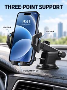 2-In-1 Heavy Duty Car Phone Holder, Adjustable Universal Car Phone Mount, 360° Rotating Long Arm Phone Clip, Non-Slip Anti-Scratch Dashboard Phone Holder With Rotating Dashboard Base And Gooseneck Arm, Adjustable Bendable Neck, Strong Suction Cup Base And Shock-Absorbing Stabilizer, Suitable For Smartphones, Dashboard/Mount Compatible With Most Car Models - Multicolor - View 5