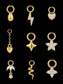 1pc 925 Sterling Silver Earring Pendant, Detachable Pendant Jewelry, Suitable For Pierced Earrings, Women's DIY Earring Accessories - Gold - View 3