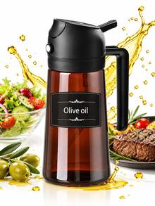 Bình xịt dầu ô liu 2 trong 1 & chai đựng dầu, bình xịt dầu ăn có thể nạp lại với vòi rót dầu và tay cầm, hộp đựng dầu nhà bếp phù hợp cho salad, chiên, nướng, nướng bánh và nồi chiên không dầu, đi kèm nhãn dán - Xem 9