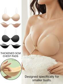 2/1pc Set Push-Up Non-Slip Bra, Thick Padded Lining Design For Small Bust, 5cm Thick Padding - Multicolor - View 3