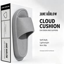 JANE HARLOW 女款雲朵拖鞋 EVA 枕頭式涼拖，軟底情侶拖鞋，輕量露趾室內鞋，適合室內、浴室淋浴，全天舒適，適用臥室、客廳、陽台日常穿著 - 黑色-居家 - 查看 6