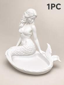 Mermaid Jewelry Tray, Exquisitely Carved Marine Creature Design With Clearly Visible Curly Hair And Fish Scale Texture. The Tray Groove Can Hold Delicate Silver Rings And Pearl Earrings, Suitable For Home Decor - Multicolor - View 12