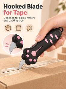 Cute Cat Paw Box Opener Portable Parcel Unboxing Knife, Sliding Blade Design, Lightweight Easy Grip With Tail Hanging Ring, Suitable For Cardboard Boxes, Express Packages, Tape, Gift Boxes And Daily Packaging Unboxing, Compact Size Convenient For Pockets, Bags, Drawers And Office Desk Storage, Applicable For Home, Office, Dormitory, Online Shopping Unboxing - Multi-color - View 2