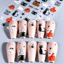 Atmospheric Halloween Nail Stickers! Includes Ghost, Pumpkin, Black Cat, Spider Web And More Fun Patterns, With Embossed 3D Effect, Easy And Secure Application. No Complex Hand Painting Needed, Effortlessly Create Exclusive Holiday Fingertip Looks, DIY Nail Art Made Easy, Instantly Boost Party Atmosphere - Multicolor - View 5