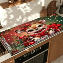 1pc Dish Drying Mat, Coffee Machine Mat, Cartoon Christmas Reindeer Pattern Dish Drying Mat, Kitchen Dish Drainer Mat, Protect Tabletop From Scratches, Suitable For Christmas And Other Holiday Scenes, Tabletop Decor Mat, Multi-Purpose Drying Mat, Home Gift, Tabletop Decoration - XYLSD-1137 - View 12