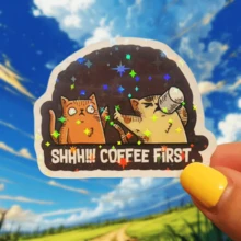 Stiker Kucing Lucu SHHH!! KOPI DULU, Stiker Dekorasi Pecinta Kopi, Stiker Vinyl Tahan Air - Permukaan Matte Tahan Lama, Stiker Bumper Perekat Sendiri, Cocok Untuk Mobil, Jendela, Laptop, Truk, Botol Minum - Desain Tahan Lama Serbaguna, Stiker Mobil - vinil - View 13
