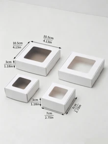 24/12pcs White Paper Boxes With Transparent Window, Gift Packaging Boxes, Suitable For Baking Cookies, Cakes, Candies, Wedding Party, Mother's Day Holiday Gift Packaging - White - View 10
