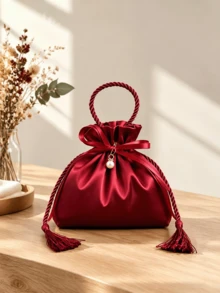 Wedding Candy Silk Drawstring Bags, Burgundy Festival Pearl Gift Bags, Jewelry Making Display Packaging, Perfect Engagement Gifts, Party Favors, Gift Bags, Reusable - Multiple Styles - View 4