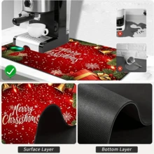 1pc Christmas Pine Cone Pattern Dish Drying Mat, Coffee Machine Mat, Kitchen Countertop Protector, Suitable For Christmas Parties, Daily Home Use, For Bowls, Plates, Cups, Water Drainage, Practical Christmas Holiday Decor Mat, Multi-Purpose Drying Mat, Home Gift, Tabletop Decoration - XYLSD-1148 - View 9