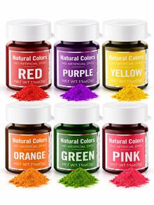 Cherrysea. 6 Colors Natural Food Coloring Powder Set, No Artificial Dyes Vivid Water‑Based Plant‑Based Food Colorants, 3g Per Jar, For Cake Decorating, Frosting, Cookies, Baking, Red Green Pink Purple Orange Yellow - Multi-color - View 2