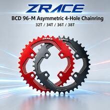 ZRACE BCD96-M MTB Asymmetric Chainring 32T 34T 36T 38T Black Red 4-Hole BCD96 For Mountain Bike Crankset - Black - View 2