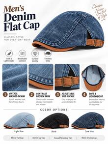 Vintage Washed Denim Baseball Cap, Classic Style, Adjustable Brim, Lightweight & Comfortable, Suitable For Daily Casual Wear - Forward Cap - View 5