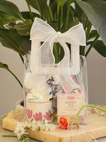 10/20pcs Transparent Strap Handle Gift Bag, Transparent PVC Gift Bag, Reusable Gift Packaging Bag, Suitable For Bridal Parties, Baby Showers, - White - View 3