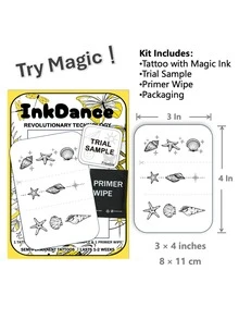 1 Set "Ocean Elements" New Technology Tattoo Stickers, Semi-Permanent, Shells & Starfish, Vacation Style, Bohemian, Temporary Tattoo, Realistic Tattoo, Waterproof & Long-Lasting Design, Plant-Based Formula, InkDance, Ink Dance, Gift X134 - Black - View 3