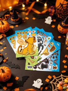 MASSDI 16pcs Savannah Animal Children Toy Stickers, Classroom Educational Interactive Toys, Character Expression Collage Pages, Halloween Party Supplies, Christmas Season Kids Birthday Gift Bag Fillers, DIY Craft Activity Decoration Set - Multicolor - View 5