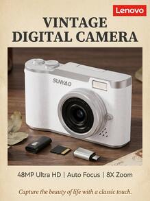 Lenovo Kamera Digital Retro Putih Mutiara | 48MP + Perekaman 4K HD, Lampu Pengisi Terintegrasi + Layar Lipat Selfie, Abadikan Suasana Menakjubkan dalam Foto Anda - View 11