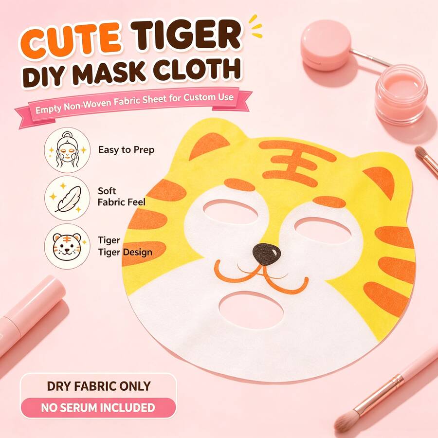 4 lembar masker DIY motif harimau lucu, bantalan masker kering non-woven polos, dapat disesuaikan untuk semua jenis kulit, lembaran masker kering motif harimau yang dikompresi, gunakan dengan essence untuk efek perawatan kulit bertema harimau instan di rumah, tidak menyebabkan iritasi dan bebas pewangi. - MultiWarna - View 1
