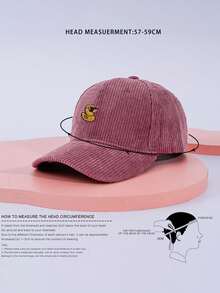 1件中性刺繡鴨子燈芯絨棒球帽，可調節休閒戶外帽 - 皮粉 - 查看 4