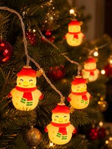Lampu Hias Natal Bentuk Manusia Salju 20 LED, Bertenaga Baterai, Cocok untuk Dekorasi Natal Luar Ruangan, Halaman Rumput, Teras, Jalan Setapak, Pagar, Taman, Liburan, Pesta Musim Dingin, Rumah, Lampu Suasana Pesta, Lampu Atmosfer - manusia salju - View 2