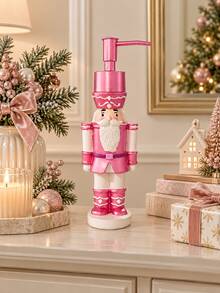 1pc Christmas Nutcracker Soap Dispenser, Pink Refillable Liquid Hand Soap Pump Bottle, Bathroom Vanity, Kitchen Sink Countertop Lotion Dispenser, Holiday Home Decor, Christmas Gift - D - View 7