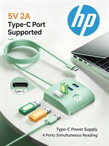 HP Dock Ekspansi USB DHC-CT120, Pembagi Multifungsi, Kabel Ekstensi Laptop Transmisi Kecepatan Tinggi dengan Port Daya, USB 2.0, Empat Port, 0,5m, Tersedia Berbagai Warna - View 4
