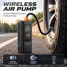 150PSI Portable Air Pump, Car Emergency Jump Starter, With Tire Pressure Gauge And LED Display - 3x Fast One-Touch Smart Wireless Air Pump - A - View 2