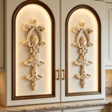 2pcs Solid Wood Carving Stickers, Woodworking Supplies, Home Decorations, Suitable For Cabinets, Doors And Windows, Furniture, Background Walls, Entrances, Offices And Other Decorations, Holiday Decorations, DIY Decorations. - Multicolor - View 7
