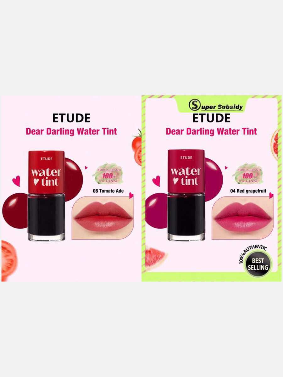 ETUDE Dear Darling Water Tint 08 Tomato Juice + Dear Darling Water Tint #04 Red Grapefruit, 2pcs Set - 08 Tomato Ade & #04 Red Grapefruit - View 1