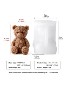 3D Plush Bear-Shaped Silicone Candle Mold, 2 Teddy Bear Molds With Balloon And Gift Box, DIY Aromatherapy Candle Plaster Diffusion Stone Epoxy Resin Birthday Home Decor Handmade Mold - Bear Candle Mold - View 13