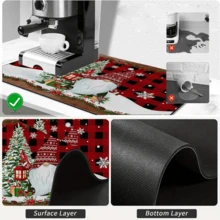 1pc Dish Drying Mat, Coffee Machine Mat, Christmas Reindeer Decor Dish Drying Mat, Red And Black Plaid Christmas Tree Pattern Kitchen Dish Drainer Mat, Suitable For Tabletop Protection, Christmas Kitchen Decor Atmosphere, Holiday Table Mat, Multi-Purpose Drying Mat, Home Gift, Tabletop Decoration - XYLSD-1133 - View 9