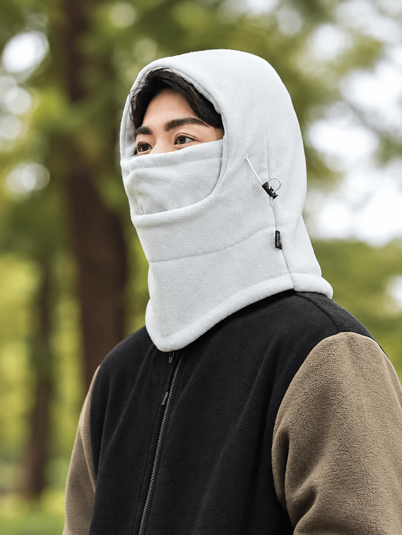 CAMEL CROWN 搖粒絨防風帽,男女通用保暖騎行頭套,防風保暖全臉面罩頭盔內襯 - 岩灰色 - 查看 1