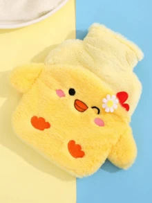 1pc Cute Hot Water Bottle With Faux Rabbit Fur Cover, Small Portable Warm Belly And Hand Warmer For Women, Refillable - Hot Water Bottle - View 12