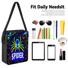 Colorful Spider 2D Print 3 Pieces Backpack Set, Large Capacity Backpack, Crossbody Bag, Pencil Case, Adjustable Wide Breathable Shoulder Straps, Side Mesh Pocket Water Bottle Holder, Personalized Daily Commute Travel Casual Storage Bag - Printed Bag - View 3