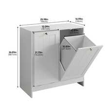 Modern Laundry Cabinet / Practical Laundry Cabinet / With Two Removable Laundry Baskets / Made Of High-Quality MDF / Easy Assembly / Suitable For Laundry Room, Bathroom, And Living Room - White - View 10