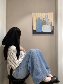 YEAE | Women's Light Blue Washed High Waist Wide Leg Jeans - Light Wash - View 3