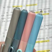6pcs Vintage Blue Rose Retractable Erasable Pens, Smooth Writing, Medium Tip, Black Ink, Ergonomic Design, Essential Student Stationery, Suitable For School Supplies, Office And Daily Use - A - View 6