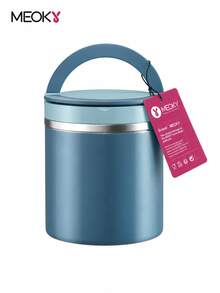 Meoky 1pc Stainless Steel Insulated Food Container With Handle - Keeps Food Warm/Cold, Portable Design, Suitable For Home And Office, Fashionable And Practical - Blue-630ml - View 11