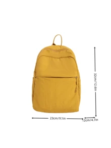 Lightweight Nylon Daypack | Multi Pocket Storage | Daily Travel School | Solid Yellow Soft Foldable Casual Backpack - Multicolor - View 10