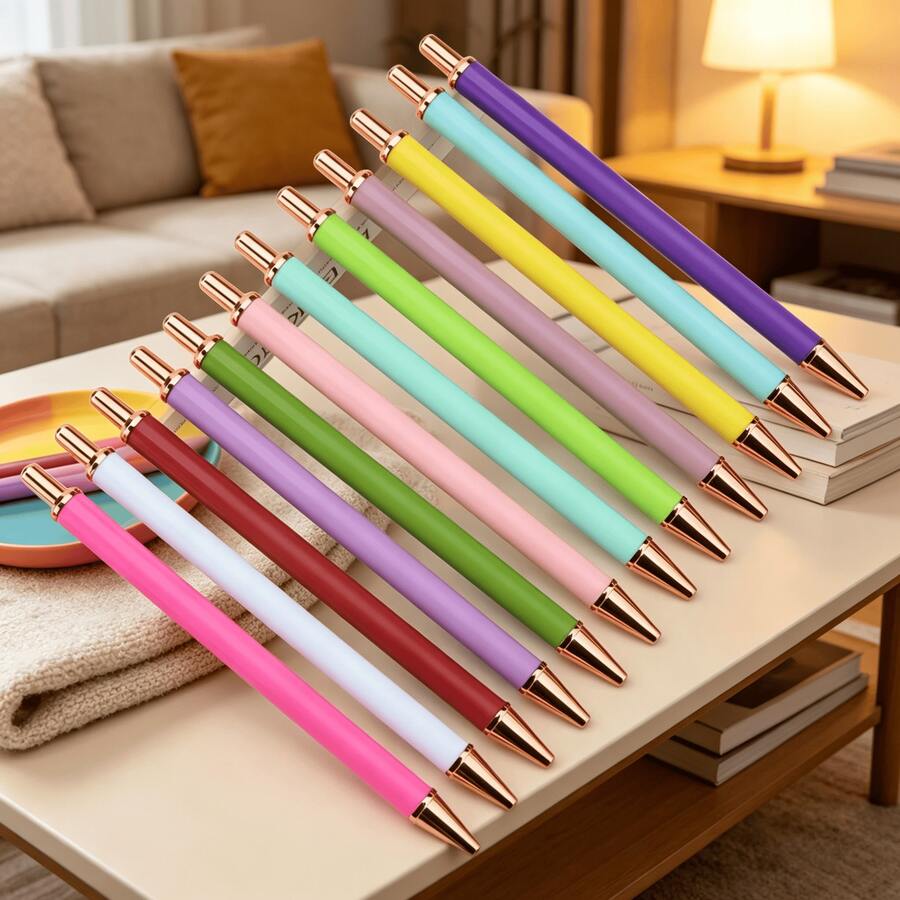 25pcs/50pcs DIY Multi-Color Creative Ballpoint Pens, Customizable With Stickers Or Rhinestones. Smooth Writing For Students, Journaling, And Office. - Multi-color - View 1