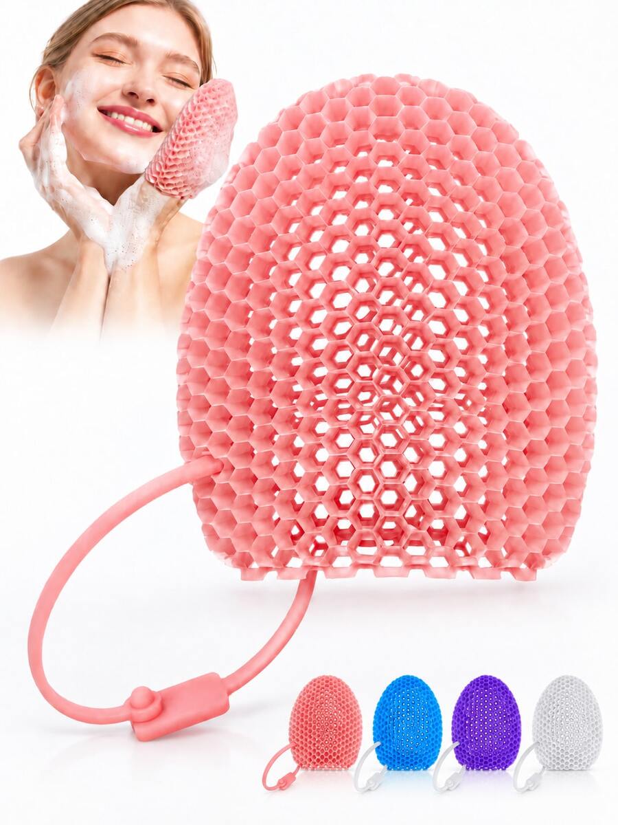 TPU Bath Cleaning Finger Sleeves Honeycomb Design Gentle Dead Skin Removal Deep Exfoliation Quick Lather Fast Drying Bathing Shower Scrubbing Makeup Removal Daily Essential