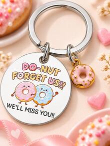 Cute Donut "Do-Nut Forget Us" Stainless Steel Keychain, Bag Charm For Backpack Purse, Going Away Farewell Gift For Colleague Friends, Christmas Gift - Multicolor - View 10
