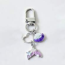 1pc Cute Mermaid Tail Keychain, Pastel Shell Heart Bag Charm, Ocean Style Handbag Pendant, Suitable For Women's Backpack Decoration Accessory - Quantity - View 6