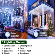 5.5M/9M Solar String Light,8 Lighting Modes,Outdoor Solar Icicle Light String,Waterproof Fairy Light,97/160LED Curtain Waterfall Light,Suitable For Gardens,Courtyards,Parties,Camping,Windows,Balconies,Walls,Weddings,Homes,Houses,Christmas Decoration - Solar Powered Icicle String Lights - View 14