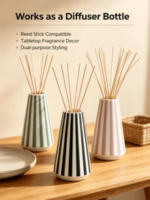 1pc Striped Reed Diffuser Bottle, Multi-Color Vertical Stripes, Nordic Minimalist Style, Suitable For Fireplace Mantel, Bedroom, Countertop, Bathroom, Desk, Home Fragrance Decor, Aromatherapy Vase - 1PC - View 3
