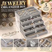 1pc Transparent Acrylic Drawer Jewelry Storage Box, Velvet Jewelry Storage Box, Suitable For Earrings, Rings, Necklaces, Bracelets, Anti-Oxidation Multi-Functional Jewelry Display Box, Home Bedroom Vanity Dresser Wardrobe Storage, Suitable For Women, Girls, Teenagers - Multicolor - View 5